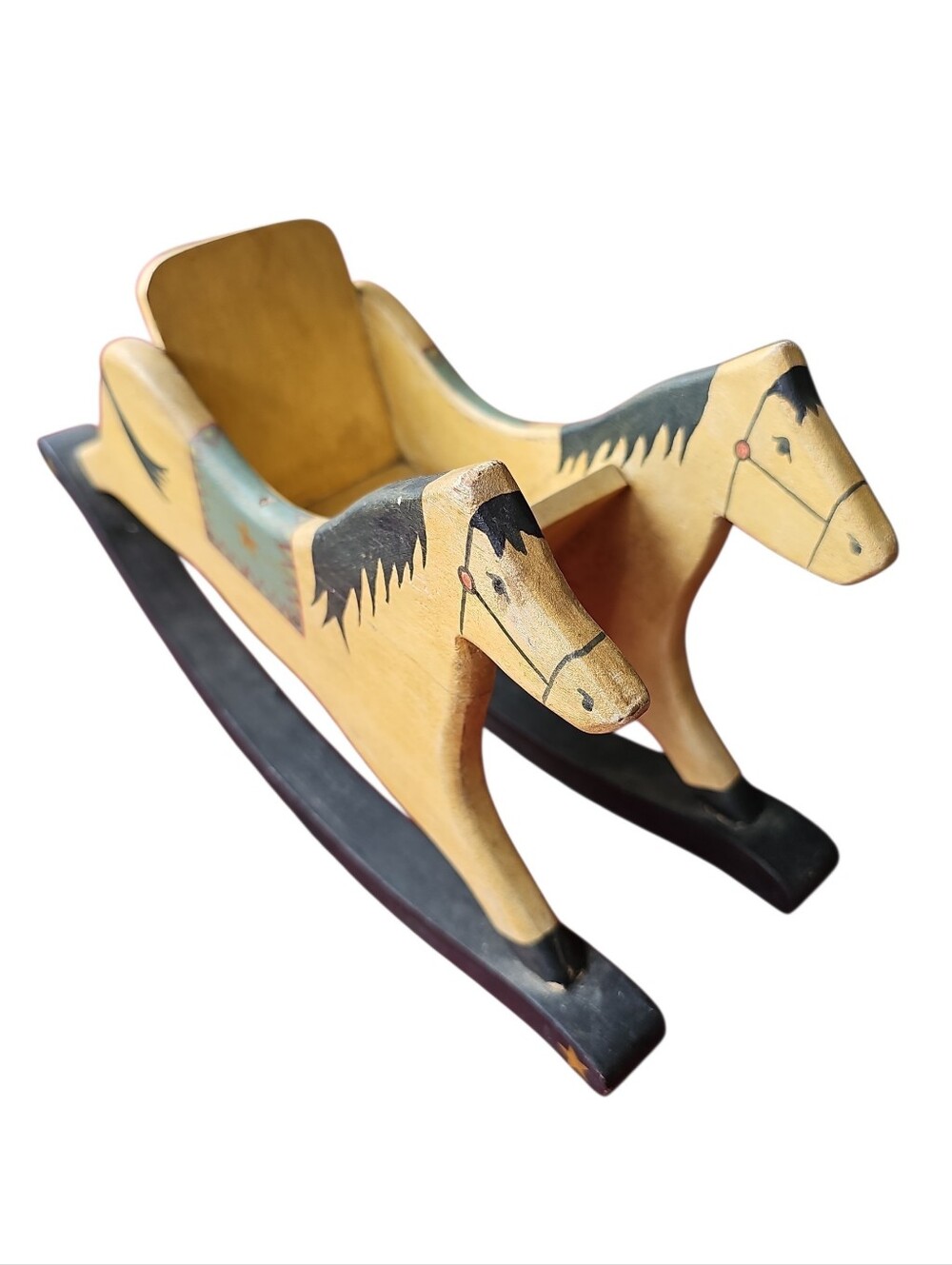 Vintage 1970s Folk Art Wooden "Shoo-Fly" Rocking Horse